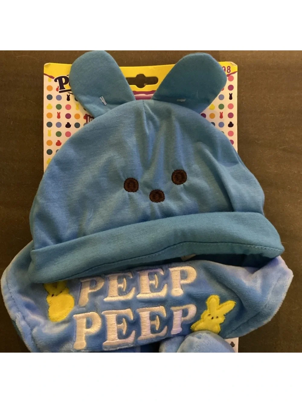 Peeps Baby Gift Set Hat Bib Booties in Blue Chick NWT